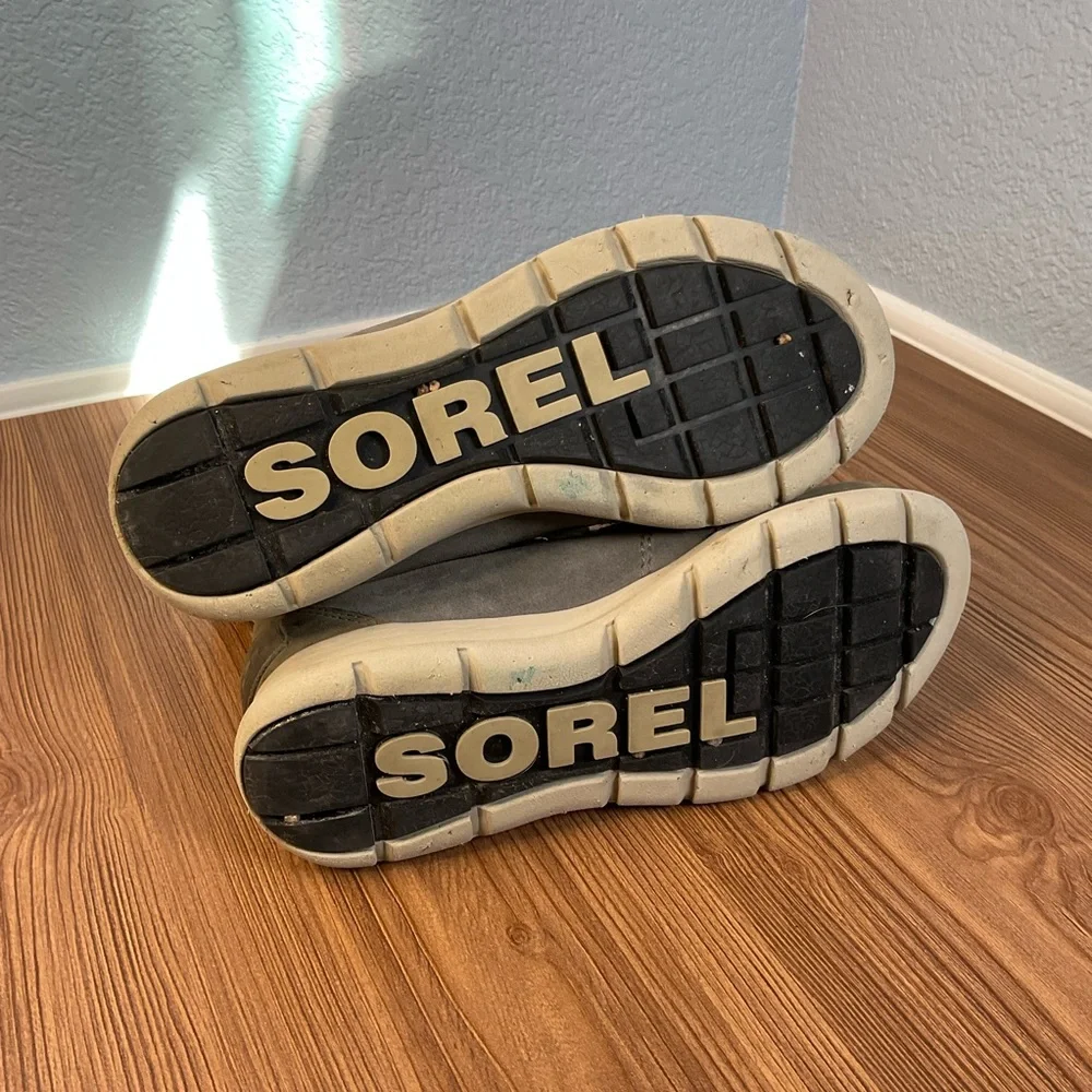 Sorel Gray suede Waterproof Fur-Trimmed Winter Boots Size 7